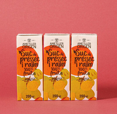 Zumo de melocotón y uva 100% exprimido Ametller Origen 200ml - pack 3uds. 