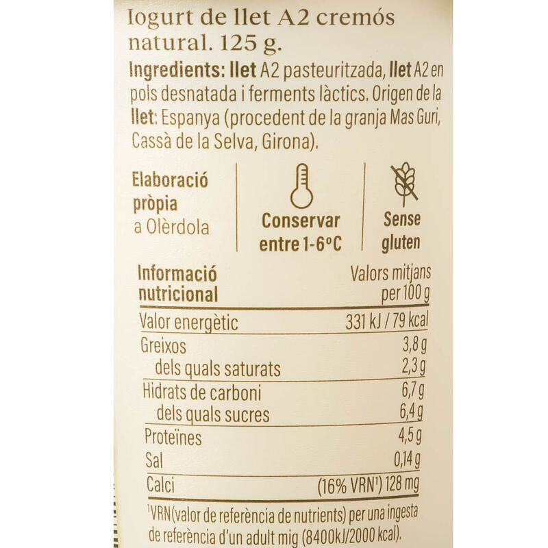 Yogur natural con leche A2 Ametller Origen 125g - 4uds.