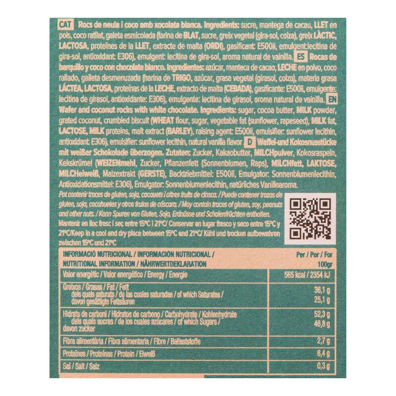 Rocs de neula i coco amb xocolata blanca Blanxart 100g 