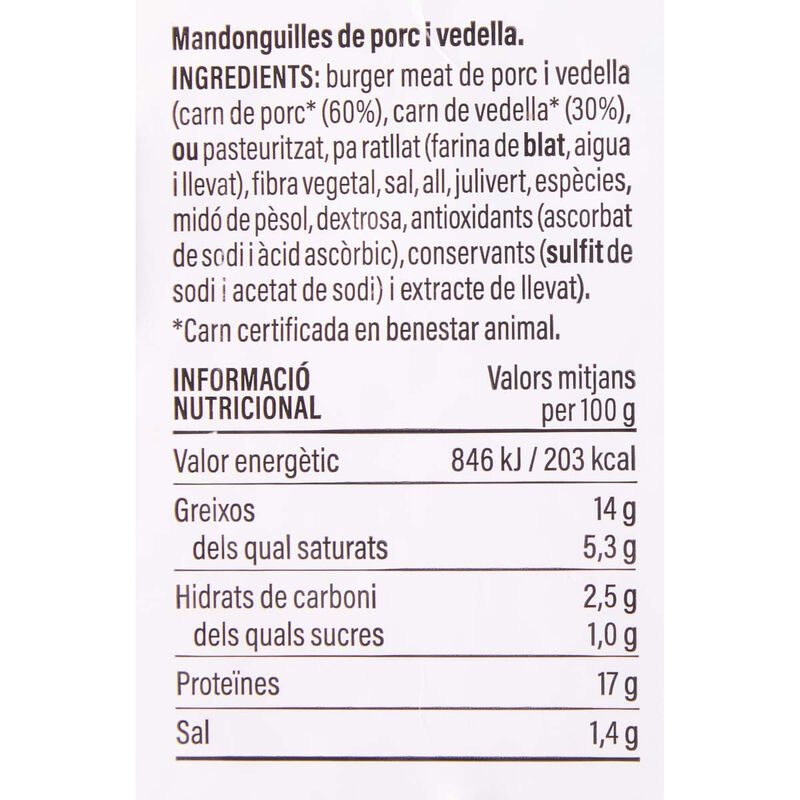 Mandonguilles de porc i vedella Ametller Origen 460g 