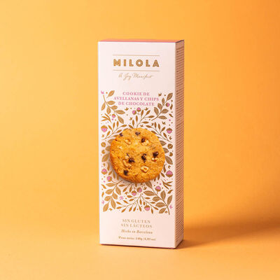 Cookie de avellana y chips de chocolate, sin gluten Milola 140g 