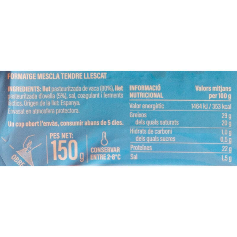 Formatge mescla tendre llescat Essencials 150g 