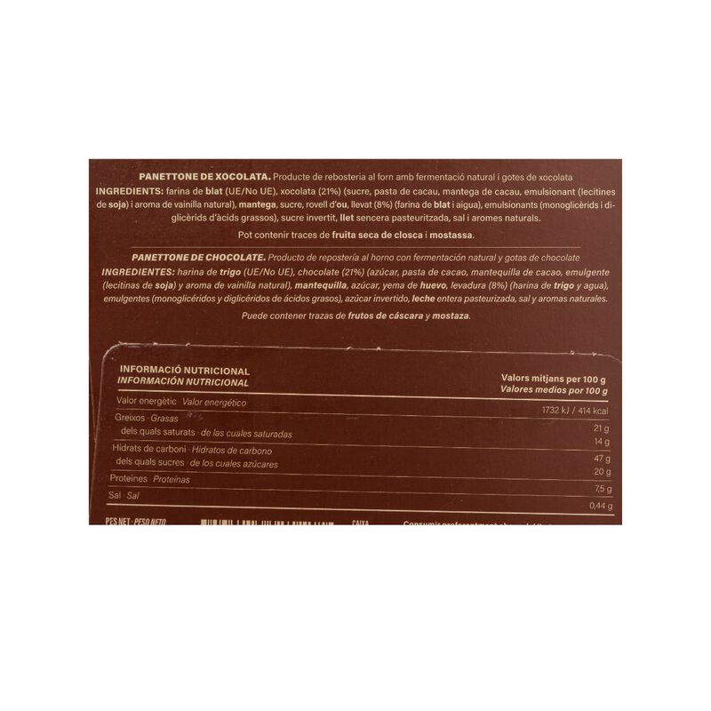 Panettone de chocolate Ametller Origen 500g