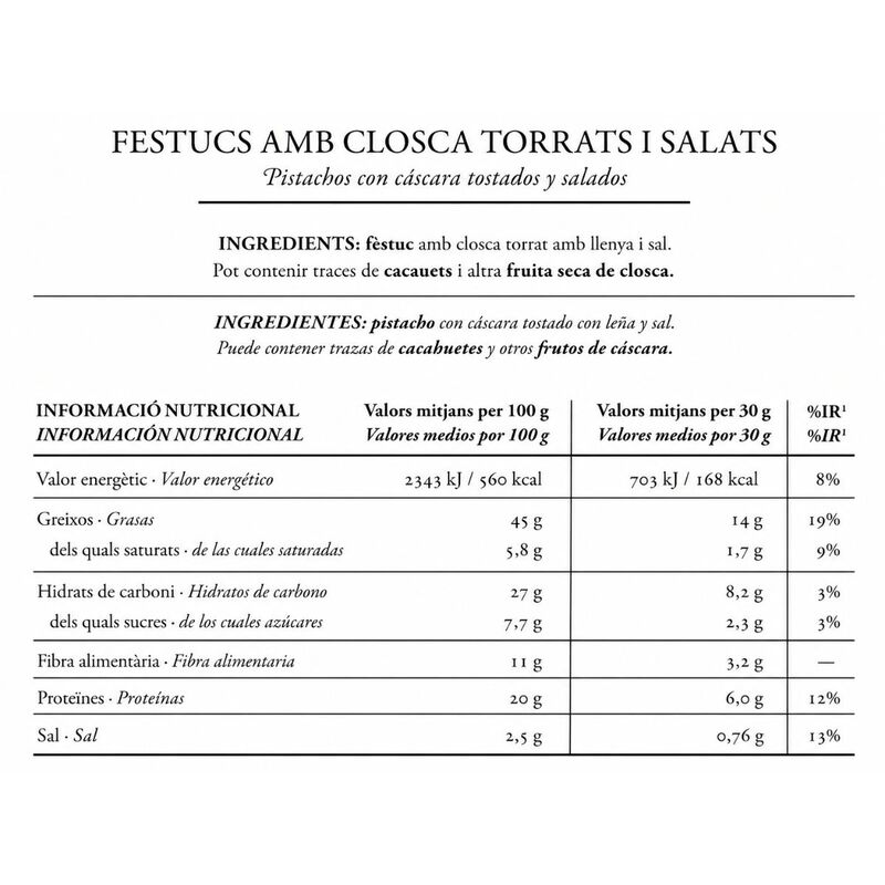 Festucs torrats Ametller Origen 5 Estrelles 200g 
