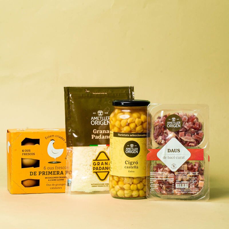 Lote garbanzos a la carbonara
