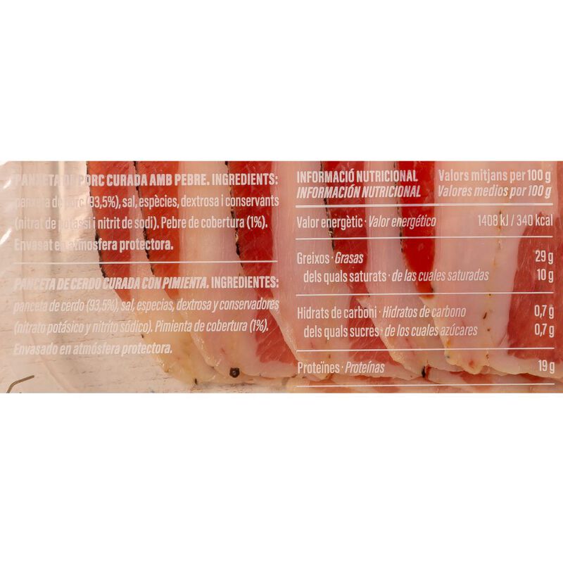 Panxeta curada amb pebre Ametller Origen 80g 