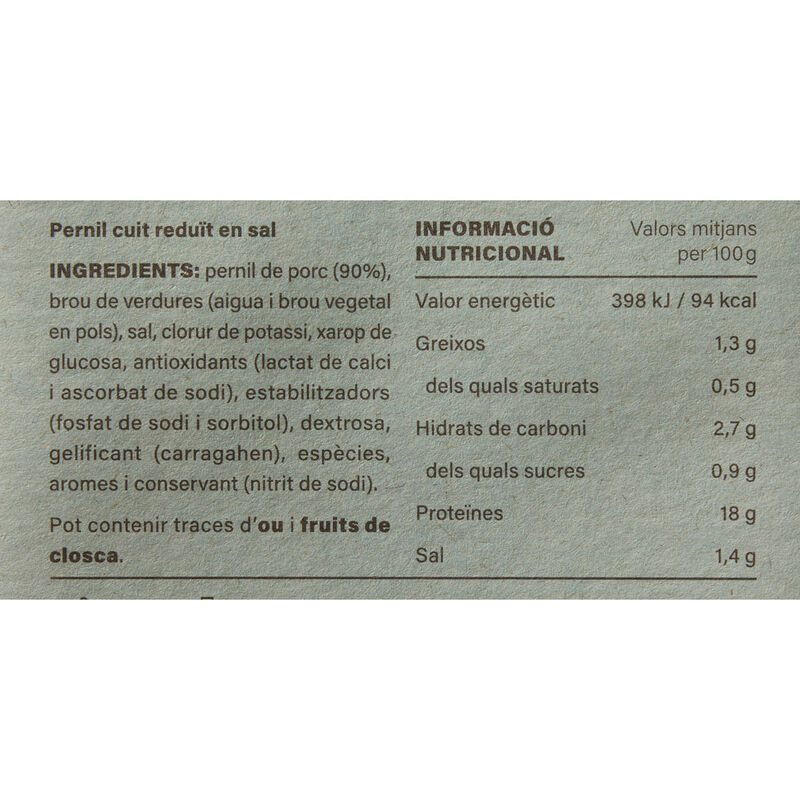 Jamón cocido reducido en sal Ametller Origen 100g 