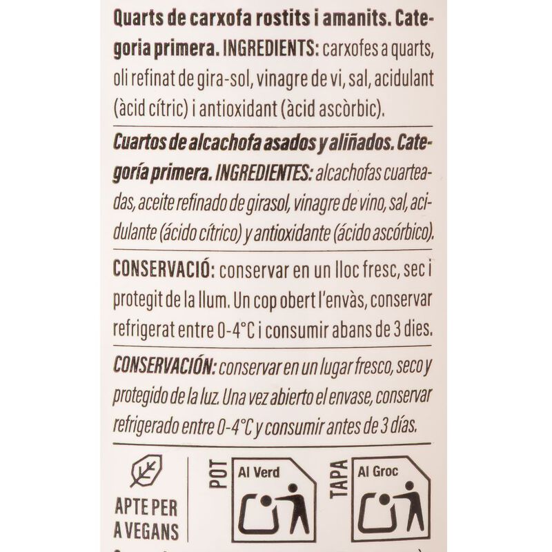 Cuartos de alcachofa a la brasa del Prat Ametller Origen 5 Estrelles 340g