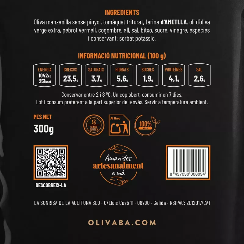 Aceituna verde aliñadas al mojo Olivaba 300g