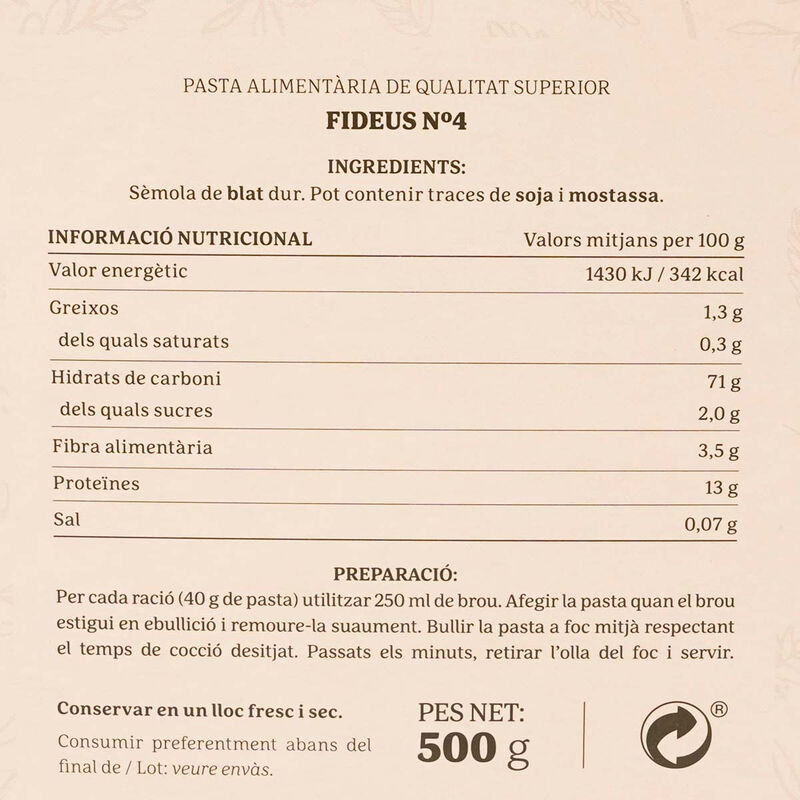 Fideos nº 4 Ametller Origen 500g
