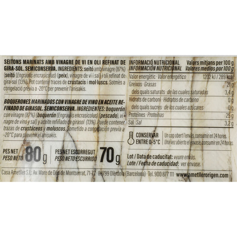 Seitó en vinagre Ametller Origen 70g 