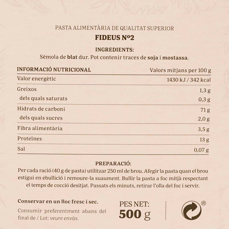 Fideos nº2 Ametller Origen 500g