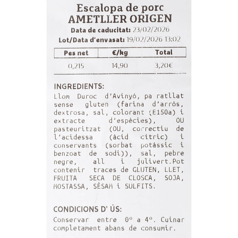 Escalopa de porc Ametller Origen - 6u. 
