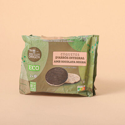 Coquetes d´arròs integral i xocolata ecològica Ametller Origen 99g 
