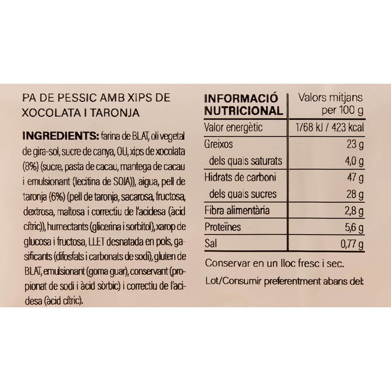 Bizcocho naranja y chocolate Ametller Origen 350g