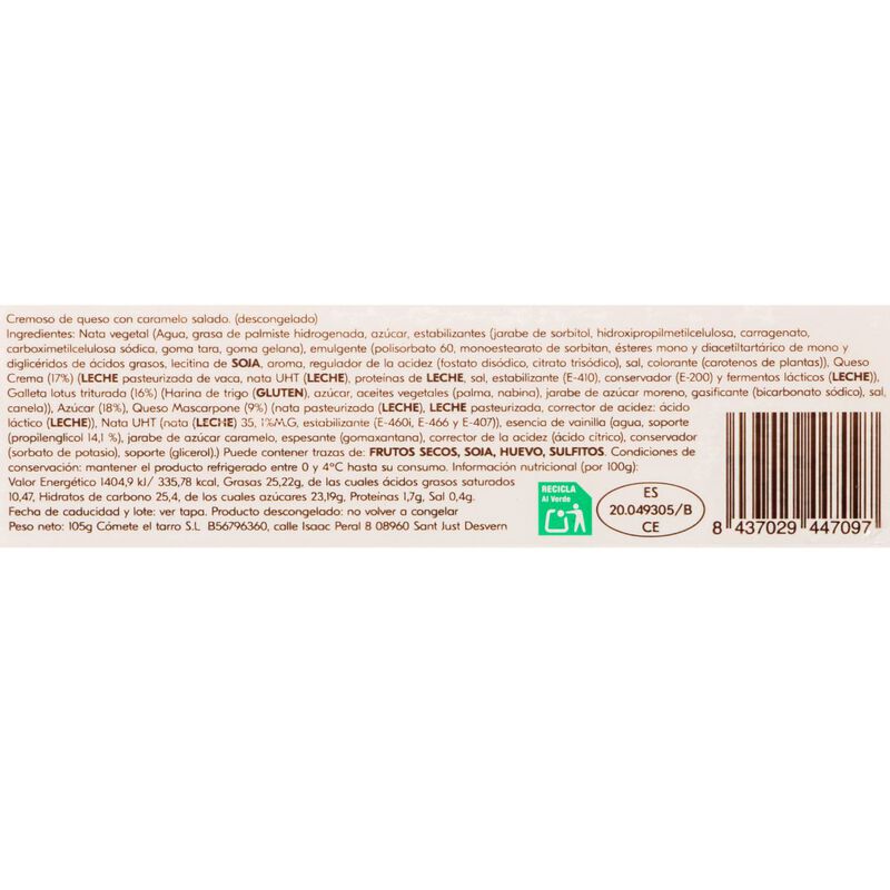 Cheesecake salted caramel TARRI&CO 105g 