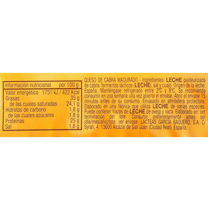 Formatge de cabra llescat García Baquero 125 g