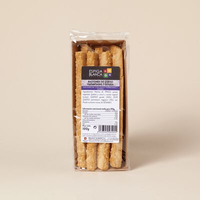 Bastons de formatge parmesà i gouda Espiga Blanca 100g 