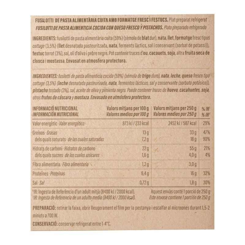 Fusilotti con cottage y pistacho Ametller Origen 250g 