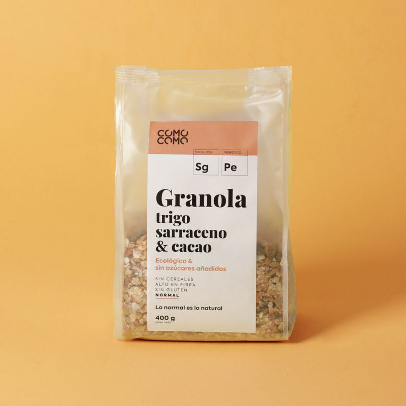 Granola de blat sarraí ecològica amb cacau Como Como Foods 400g 