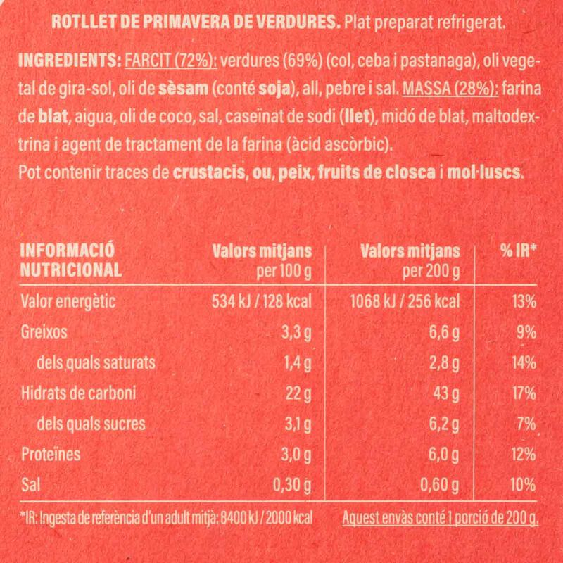 Rotllet de primavera de verdura Ametller Origen 200g 