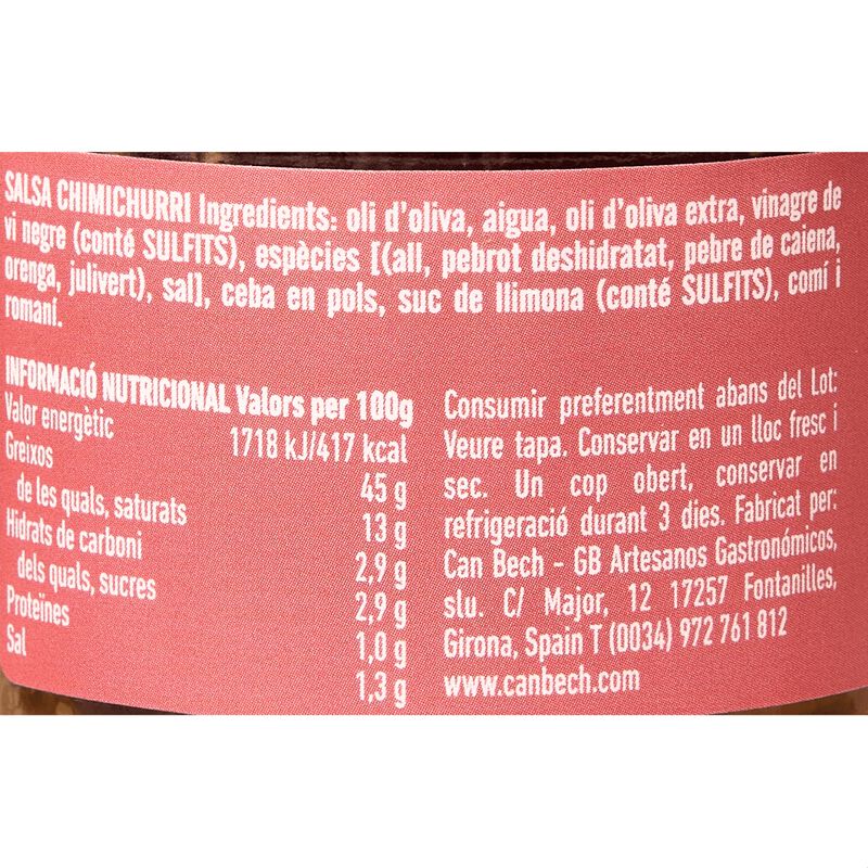 Salsa chimichurri Can Bech 115g