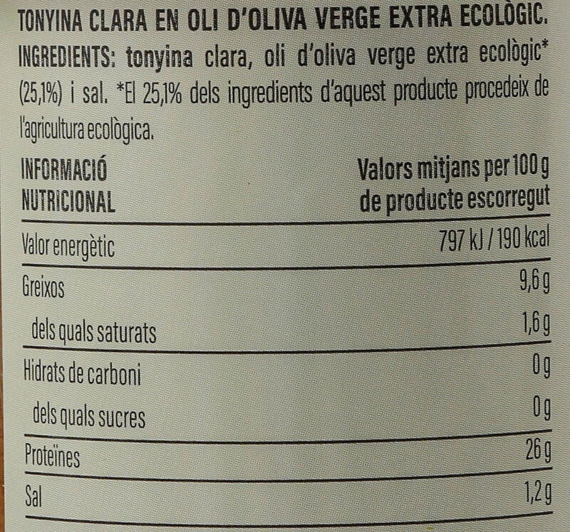 Tonyina en oli d´oliva extra ecològic Ametller Origen 140 g 