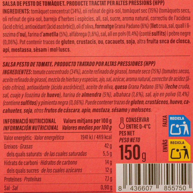 Salsa de pesto vermell Ametller Origen 150g