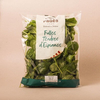 Hojas tiernas de espinacas Hort del pagès 250g 