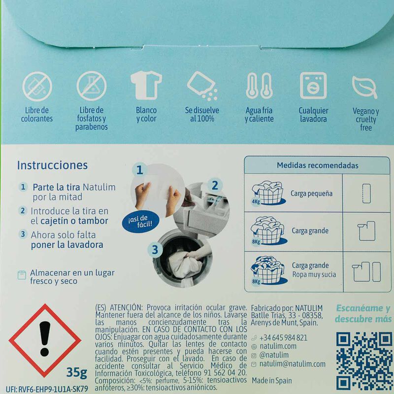 Detergente tiras Floral Natulim - 20uds. 