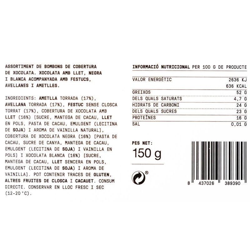 Musics de xocolata i fruita seca LLuc Crusellas 150g 