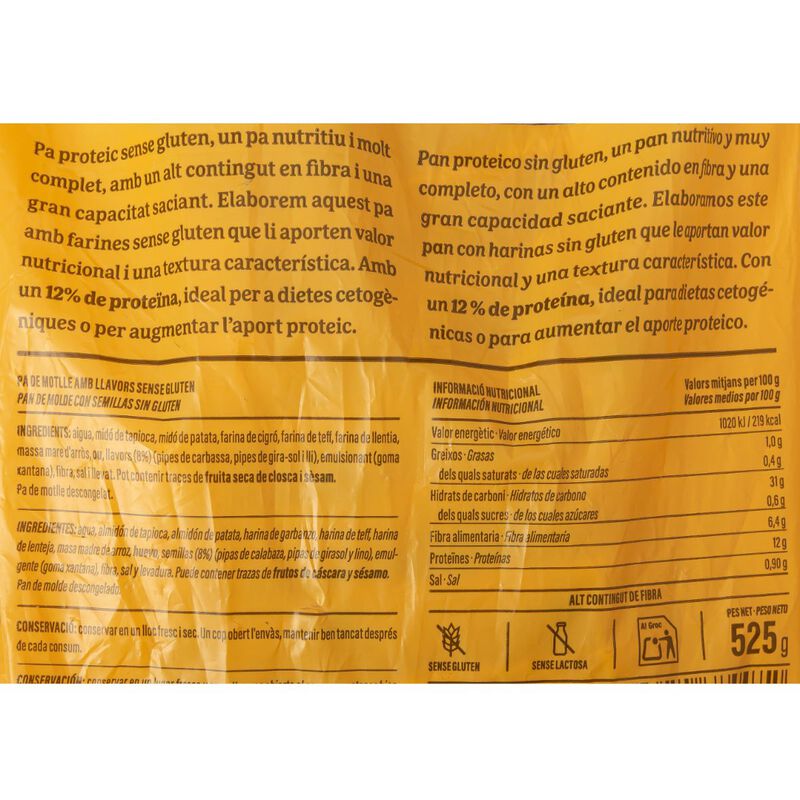 Pan de molde con semillas sin gluten Ametller Origen & Leon the baker 470g