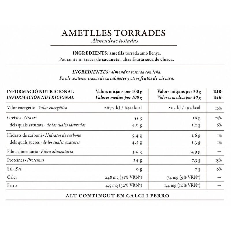 Ametlla torrada Ametller Origen 5 Estrelles 200g 