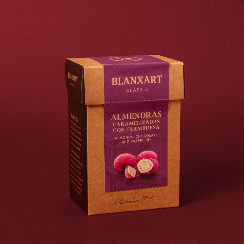 Almendras caramelizadas con frambuesa Blanxart 100g 