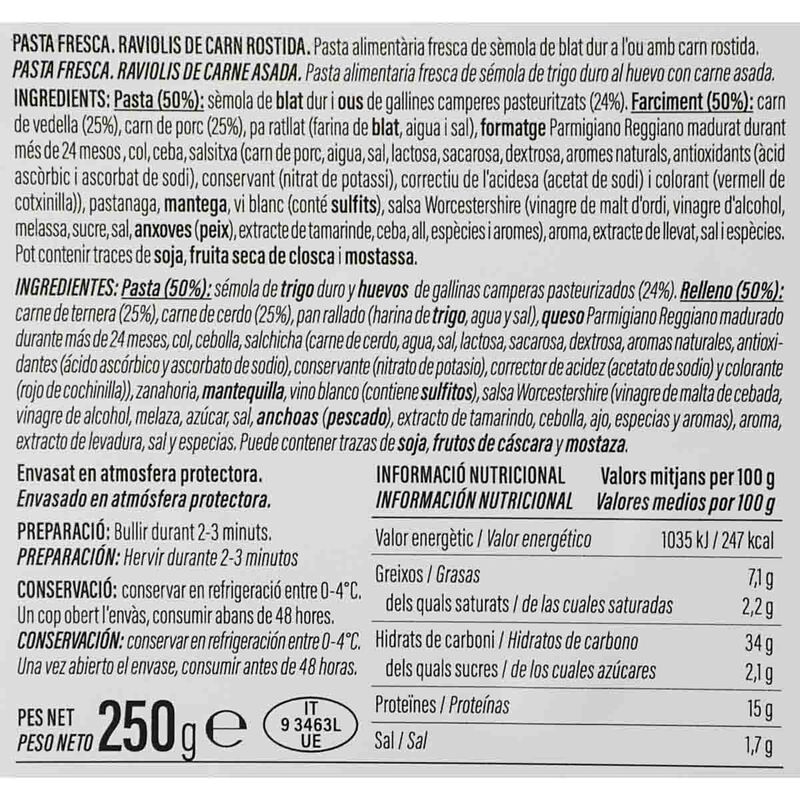 Ravioli de carn rostida Ametller Origen 250g 