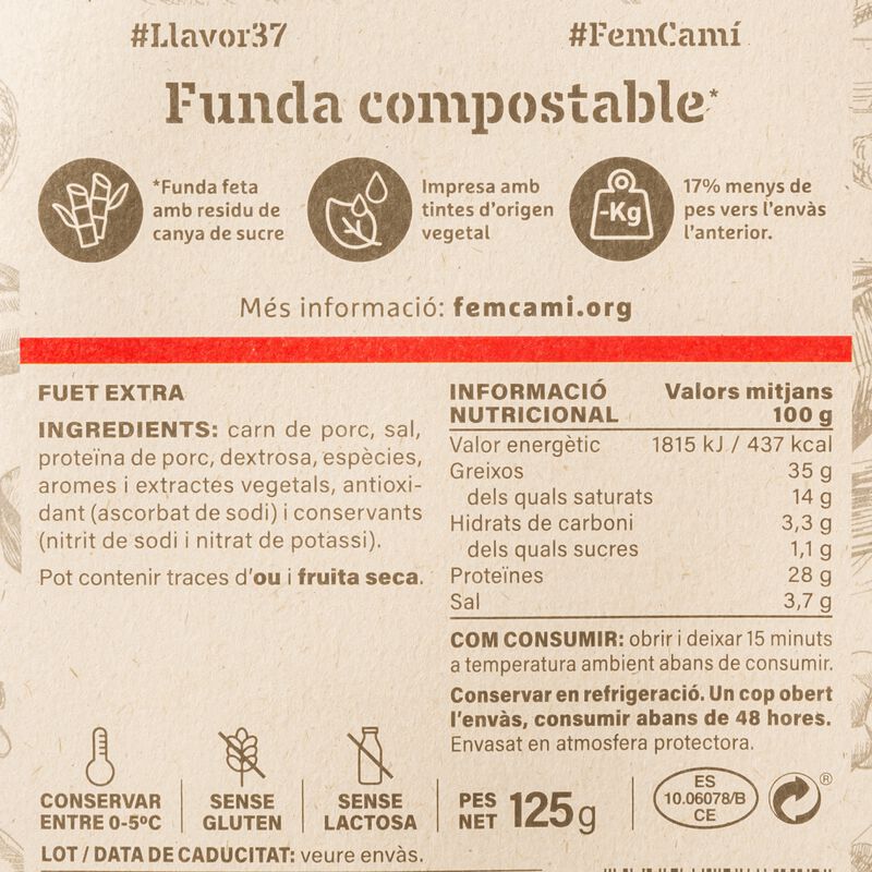 Fuet extra tallat al dia Ametller Origen 125g 