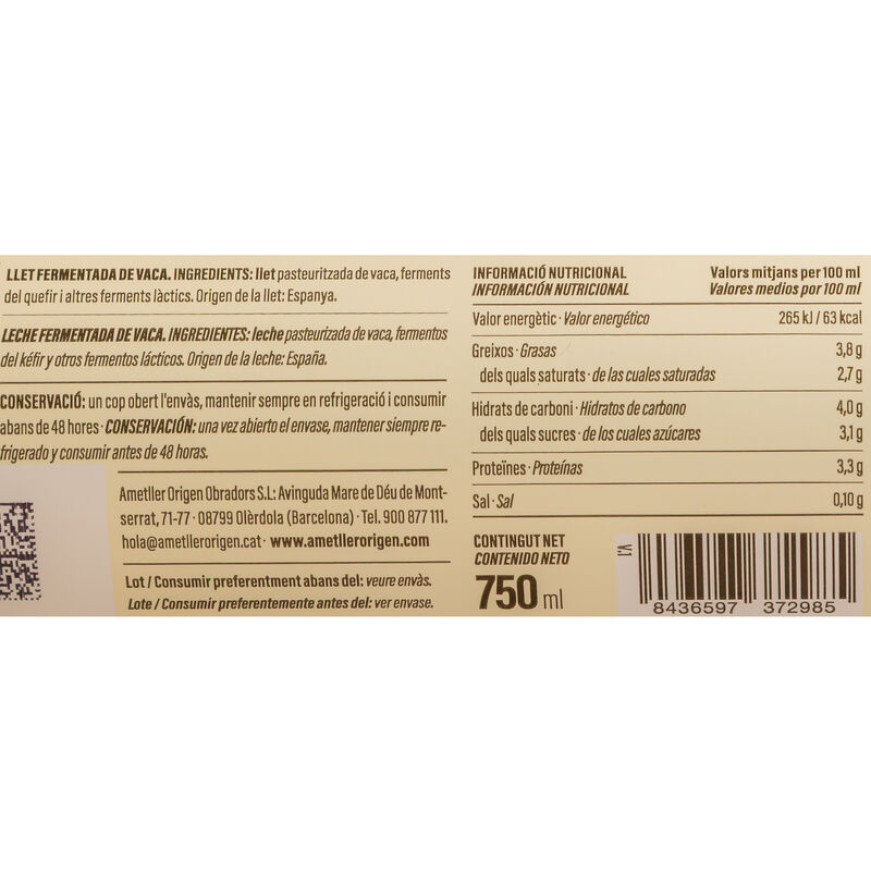Quefir natural Ametller Origen 750ml 