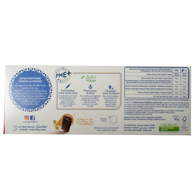 Crêpe dentelle xocolata negra Gavottes 90g 