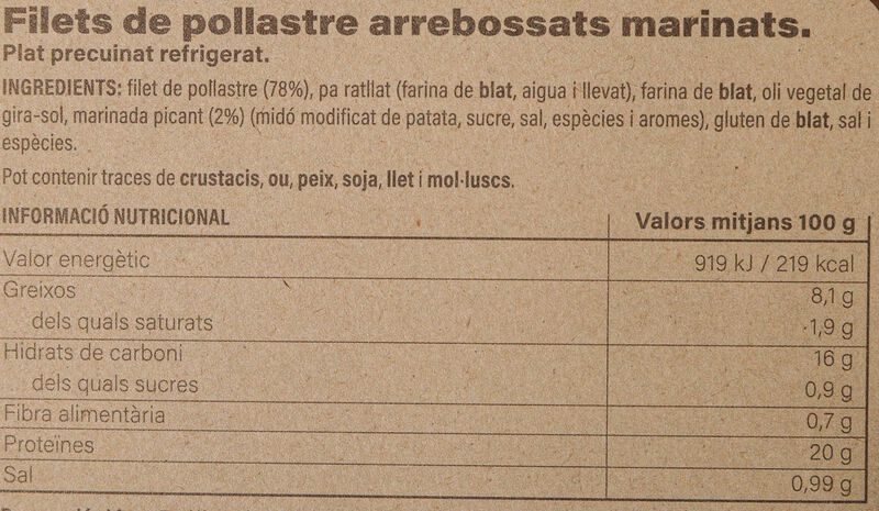 Filete frito de pollo marinado rebozado Ametller Origen 250 g 