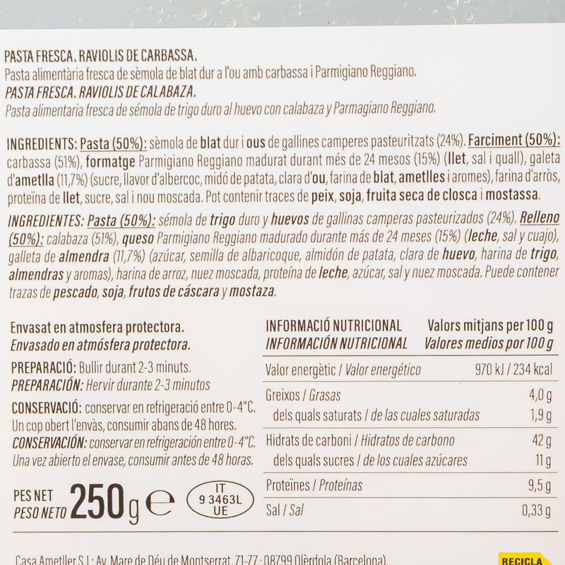 Ravioli de carbassa 