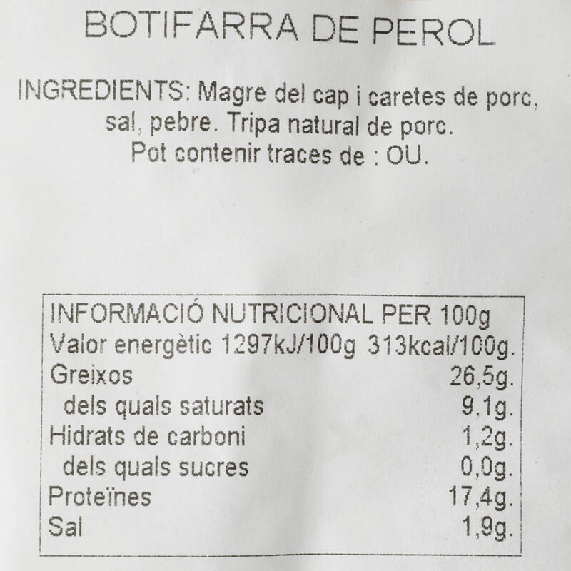 Botifarra de perol Ametller Origen by Arnall 