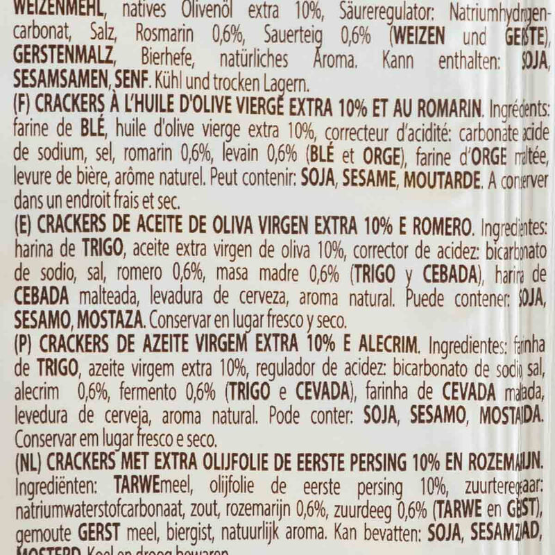 Crackers de romero y aceite oliva Crich 250g 