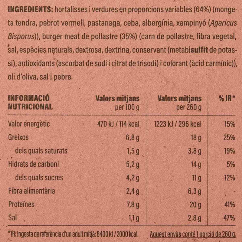 Burger de pollo con verduras Ametller Origen  250g 