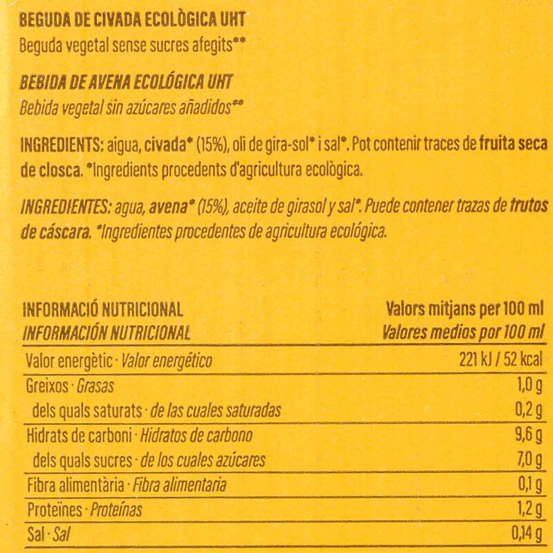 Bebida de avena ecológica Ametller Origen - caja 6uds. 