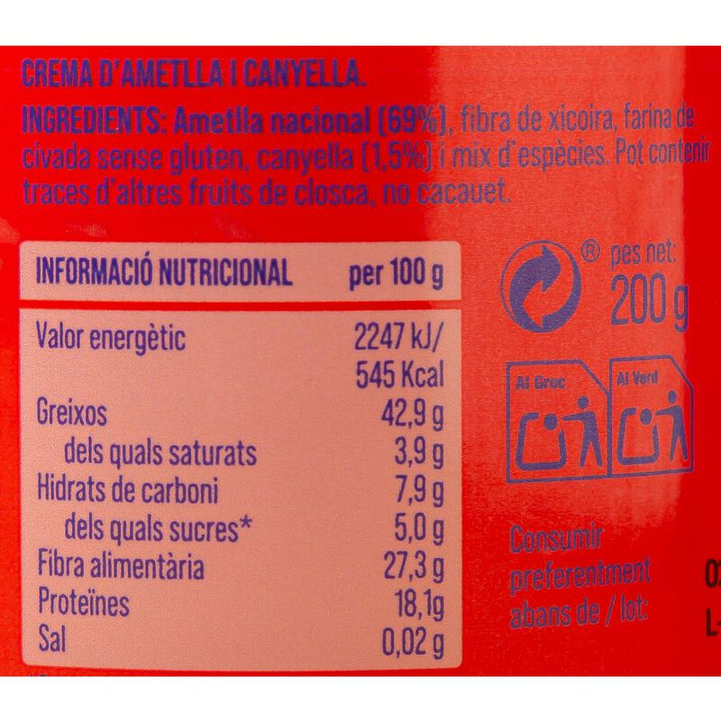 Crema d'ametlla i canyella The Nut Club 200 g