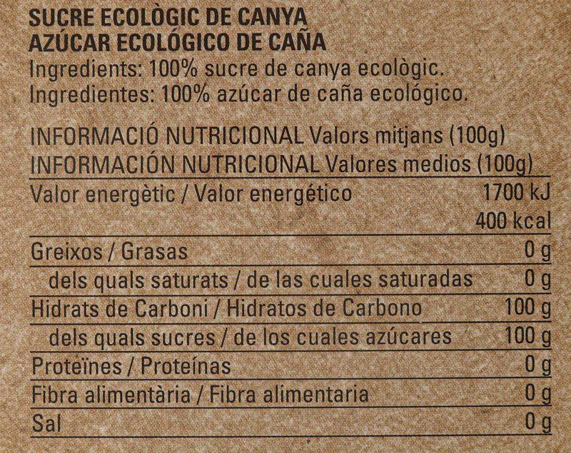 Sucre ecològic de canya Vilalta 800g 