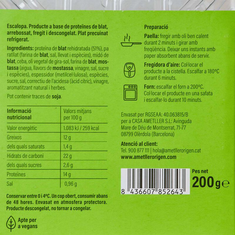 Escalopa vegana Ametller Origen 100g - 2u. 