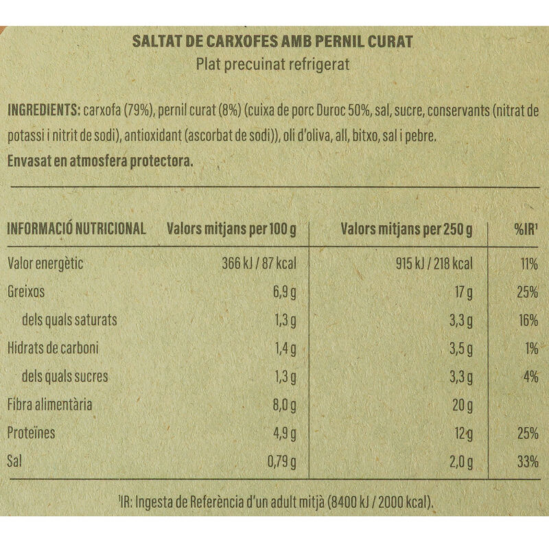 Salteado alcachofa con jamón Ametller Origen 250g 
