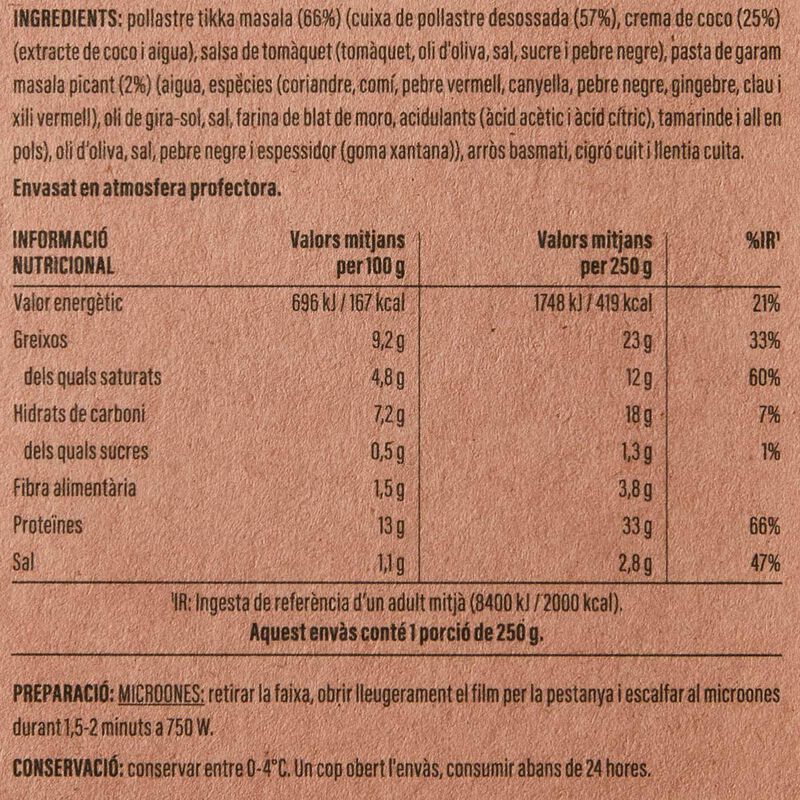 Pollo Tikka Masala Ametller Origen 250g