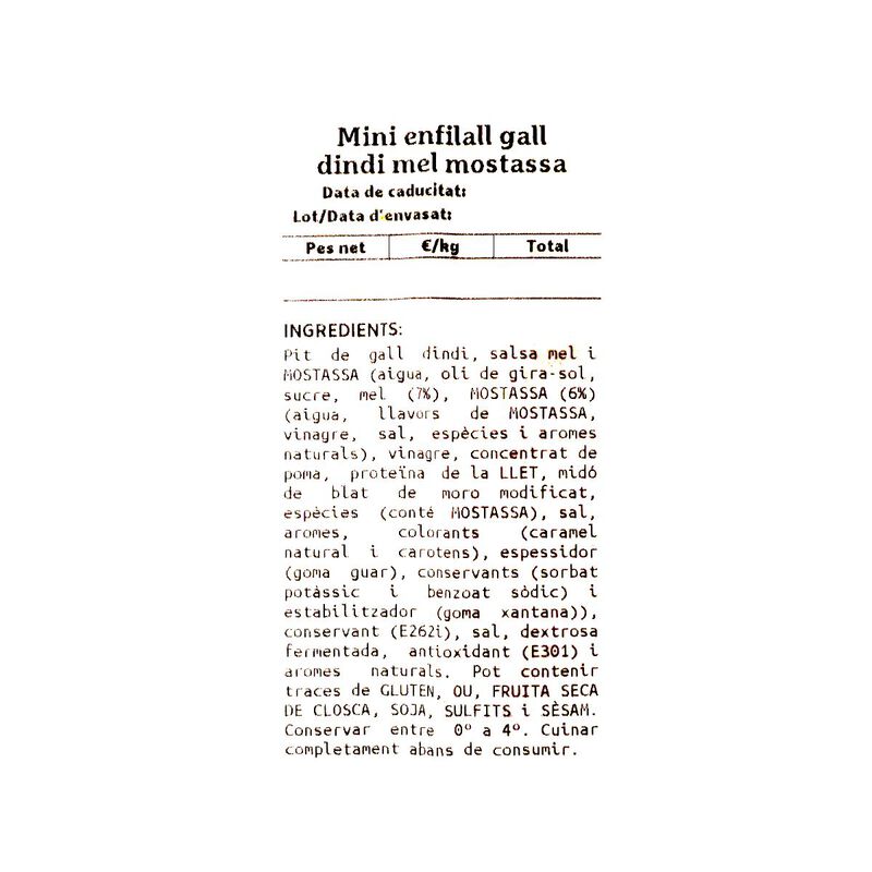 Mini enfilall gall dindi mel i mostassa Ametller Origen by Arnall - 6u.